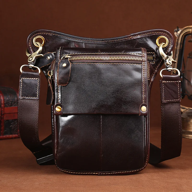 YISHEN Men'S Vintage Genuine Leather Waist Bag Real Leather Holster Bag