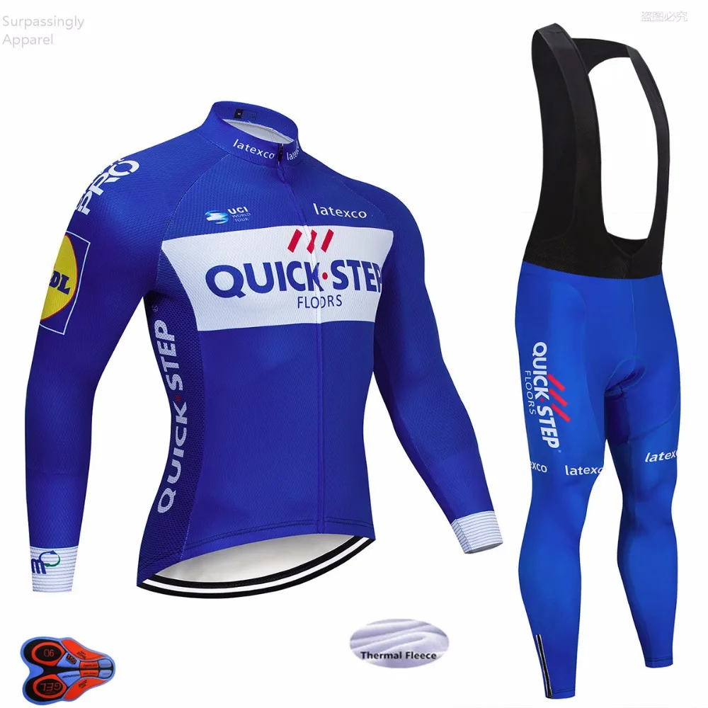 

2019 Winter Quick Step Team Cycling Jersey 9D GEL Pants Set Ropa Ciclismo Men MTB Thermal Fleece Bike Maillot Culotte Sportswear