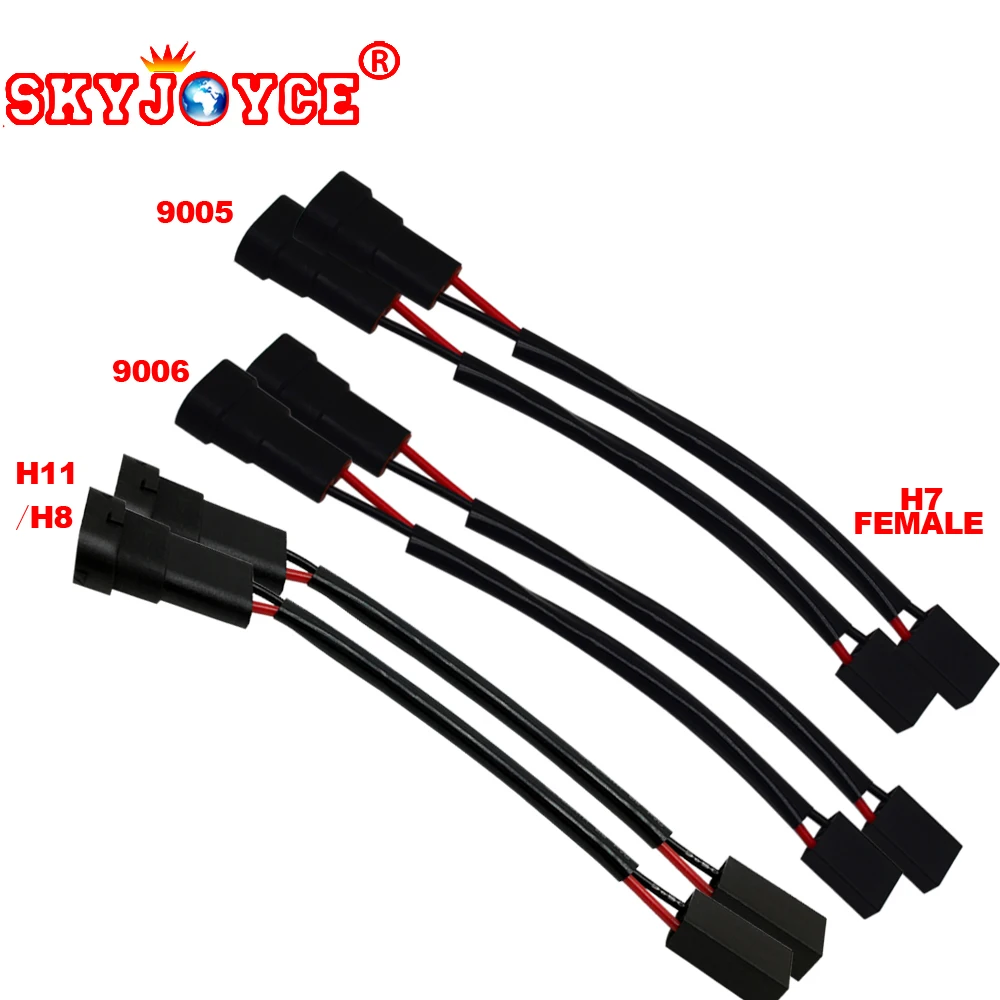 

SKYJOYCE 1 pair female H7- male H11/9005/9006 plug power Male HB4 H11 H8 hb3 to H7 Female coonector socket relay wire adapter