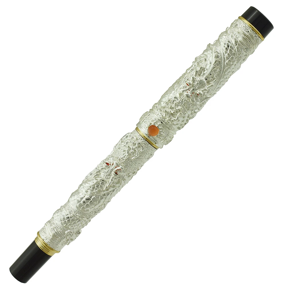 Винтажная Роскошная Шариковая ручка Jinhao серебряная маленькая двойная