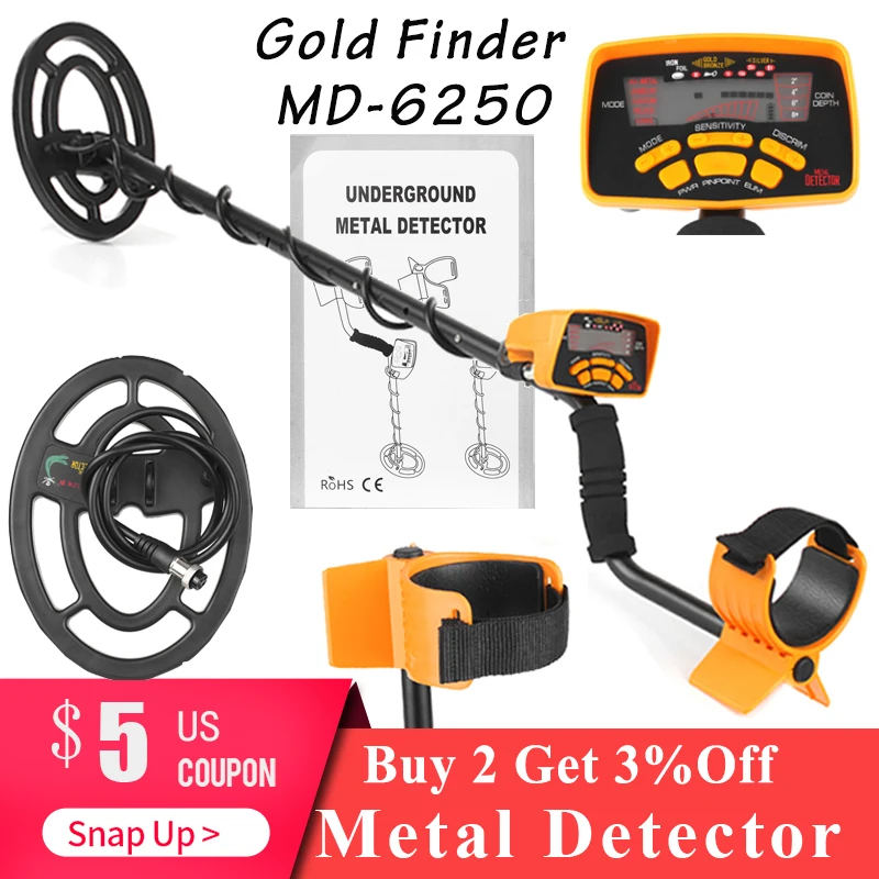 MD 6250 Professional Metal Detector Handheld Underground Gold Finder