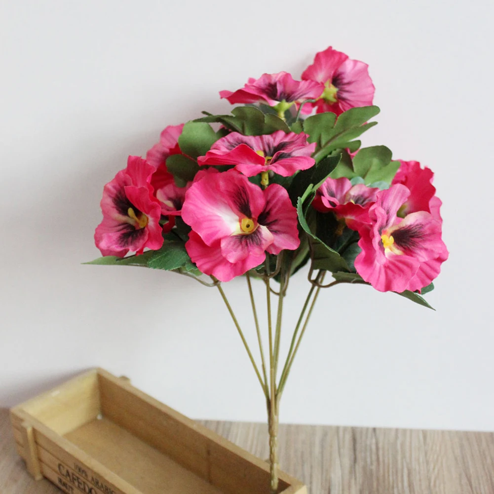 Искусственный букет для офиса и свадьбы, вечерние цветы для украшения стола - Цвет: Розово-красный