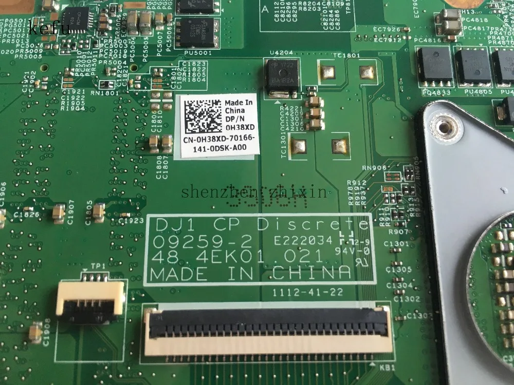Материнская плата KEFU для ноутбука Dell Inspiron N4030 DDR3 PGA989 0H38XD материнская HM57 48.4EK01.021 с