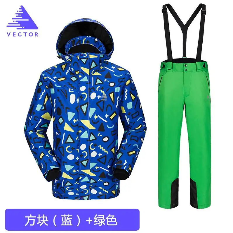 Вектор бренд лыжный костюм Для мужчин теплые зимние ветрозащитные Водонепроницаемый Лыжный спорт куртка и брюки уличные зимние комплект сноуборд HXF70012 - Цвет: Set 4