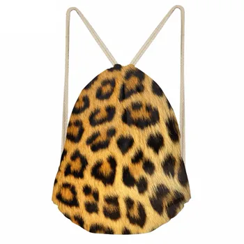 

Fashion Women Drawstring Bags 3D Leopard Priningt Softback Backpacks for Teens Girls Multifunction Travel Beach BagsSumka