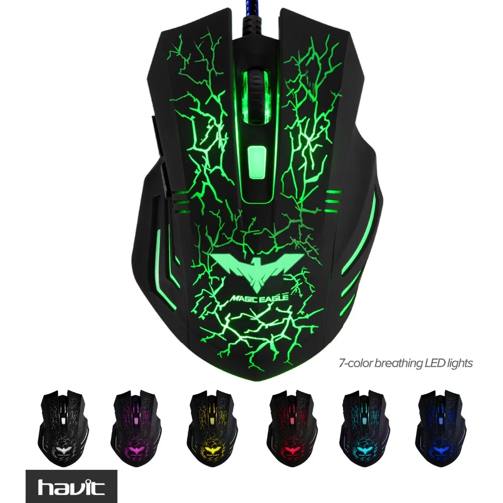 HAVIT HV-MS672 Эргономичная Мышь 2400 ТОЧЕК/ДЮЙМ 7 СИД Цвета и 6 Кнопки для Портативных ПК Desktop Gamer Мыши