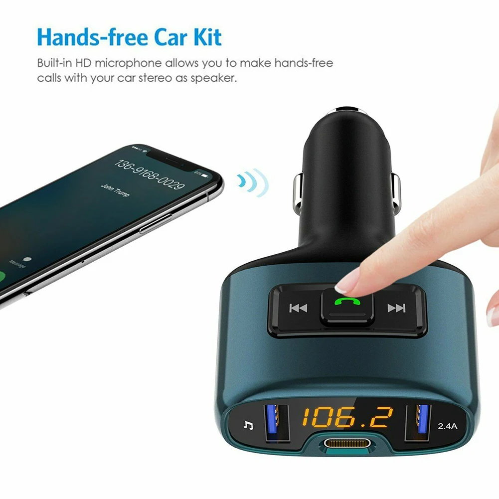 Fm-передатчик Bluetooth автомобильный комплект FM модулятор музыкальный плеер 18 Вт быстрое зарядное устройство поддержка USB флэш-драйвер