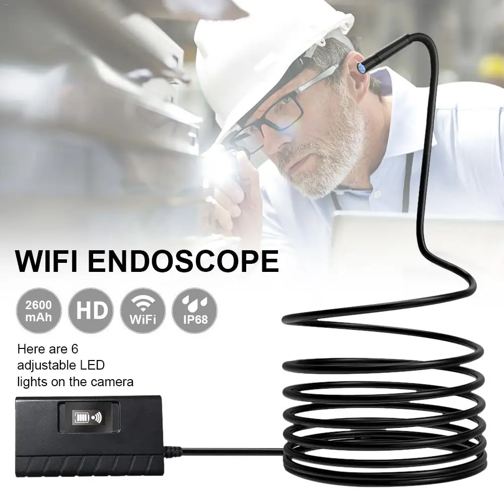 

WIFI Endoscope Inspection Camera 5.5mm 1000P Waterproof Snake Camera With 6 Adjustable LED Light For Pipe Car Inspection