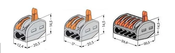 100 шт. PCT-213 3-контактный универсальный компактный провод жгут соединитель-проводник клеммной колодки с рычагом серый