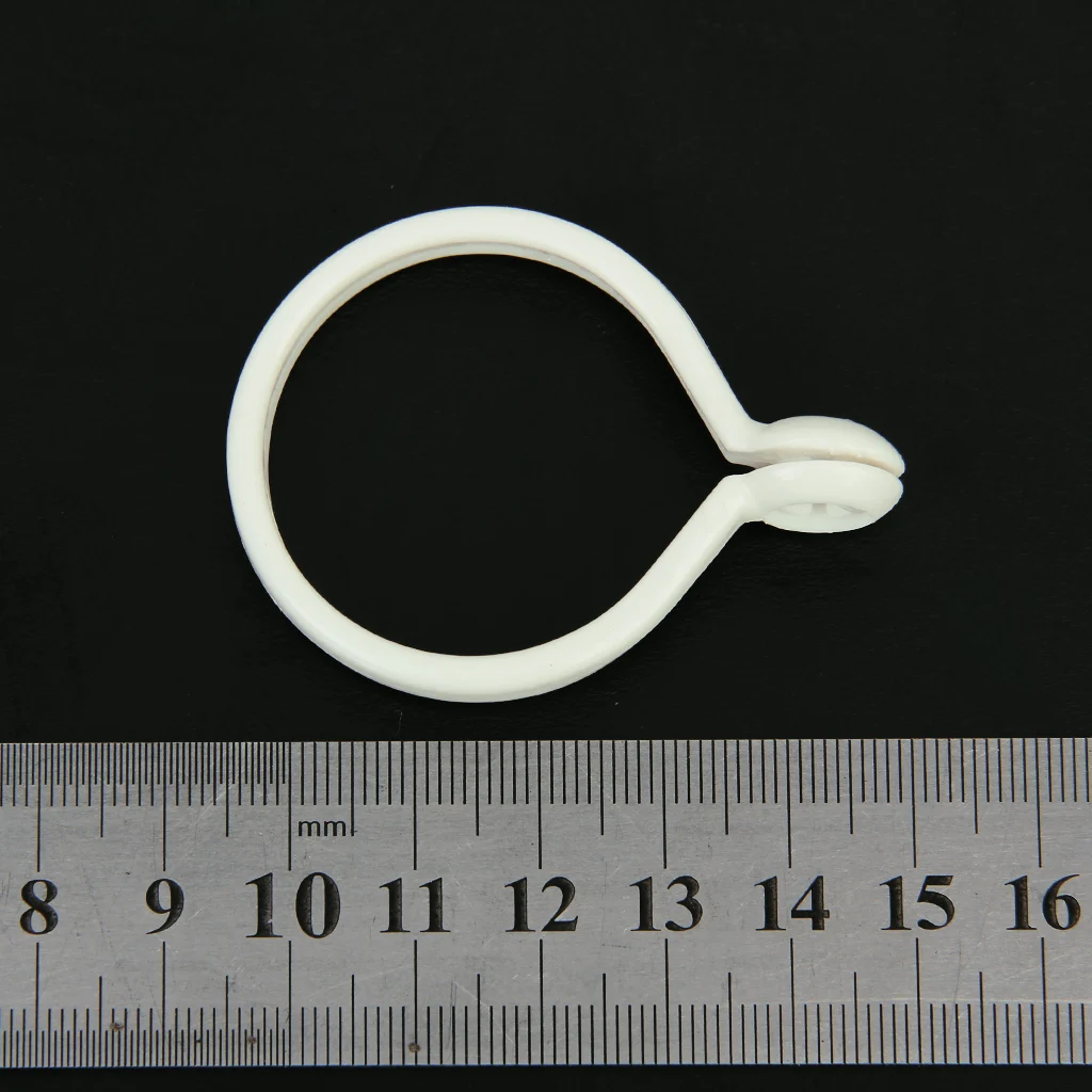 10Pcs 1.3' Dia. White Window Shower Curtain Rod Rings With Drapery Hook Eyelet 