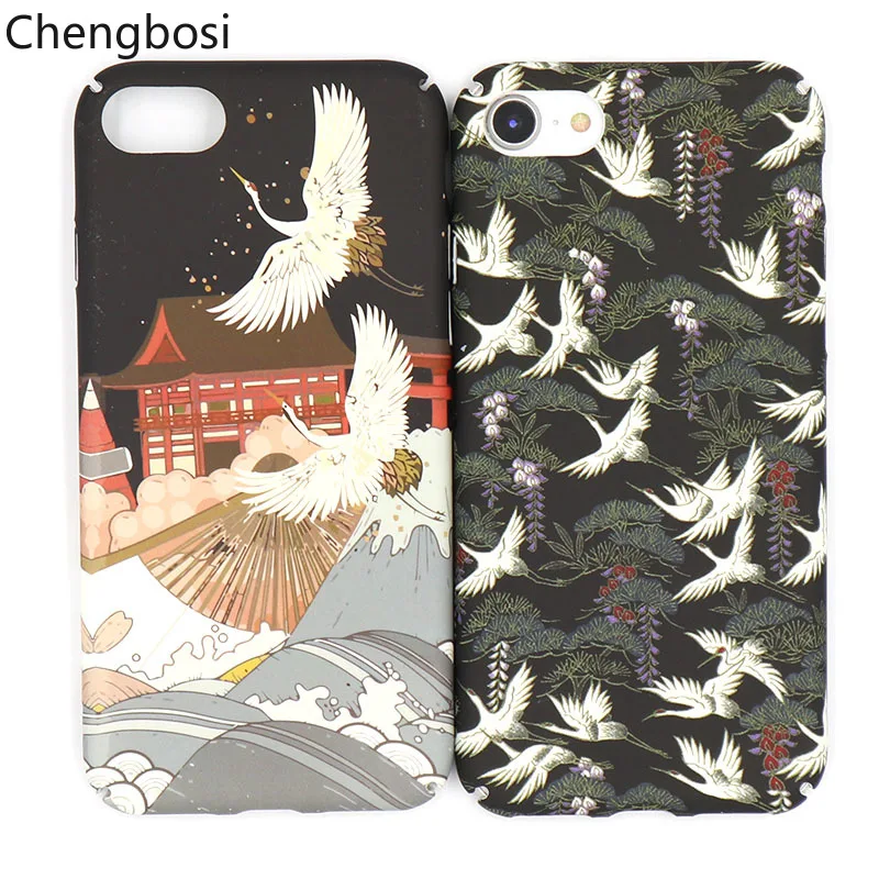 

Original Literature Japanese Korea Zephyr Crane Phone Case for IPhone 6 6s 7 8plus Anti-knock Back Cover for IPhone XS MAX XR