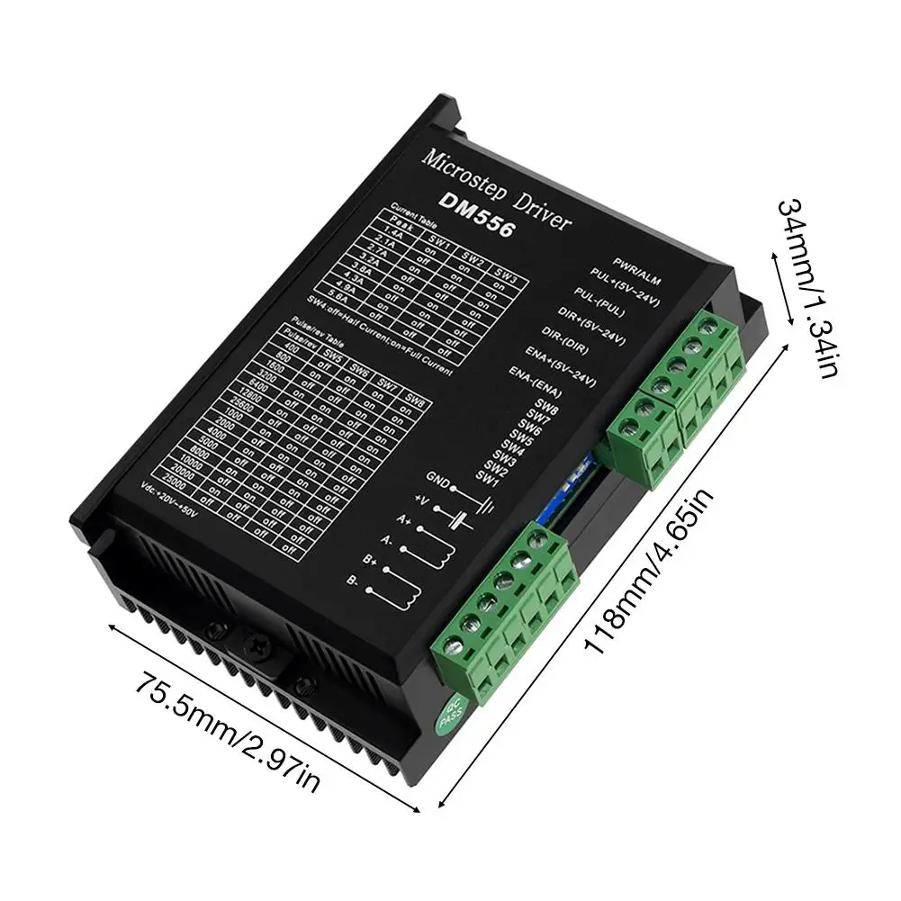 DM556 Цифровой Драйвер шагового двигателя NEMA23 NEMA34 контроллер шагового двигателя 5.6A DC 20-50 в