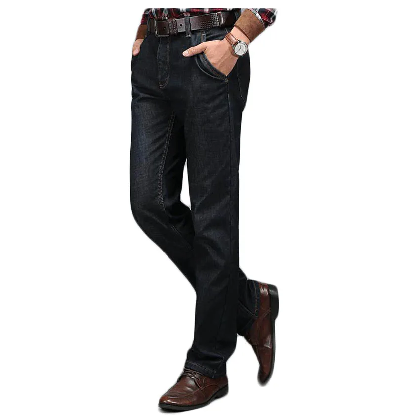 Free shipping Autumn and winter large size men s plus velvet jeans Business men s denim