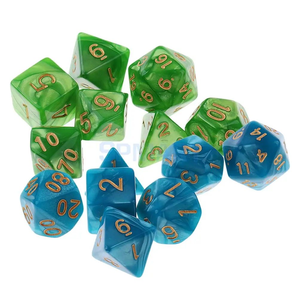 14 шт. многогранные игральные кости D20 D12 D10 D8 D6 D4 16 мм для подземей и Драконов |