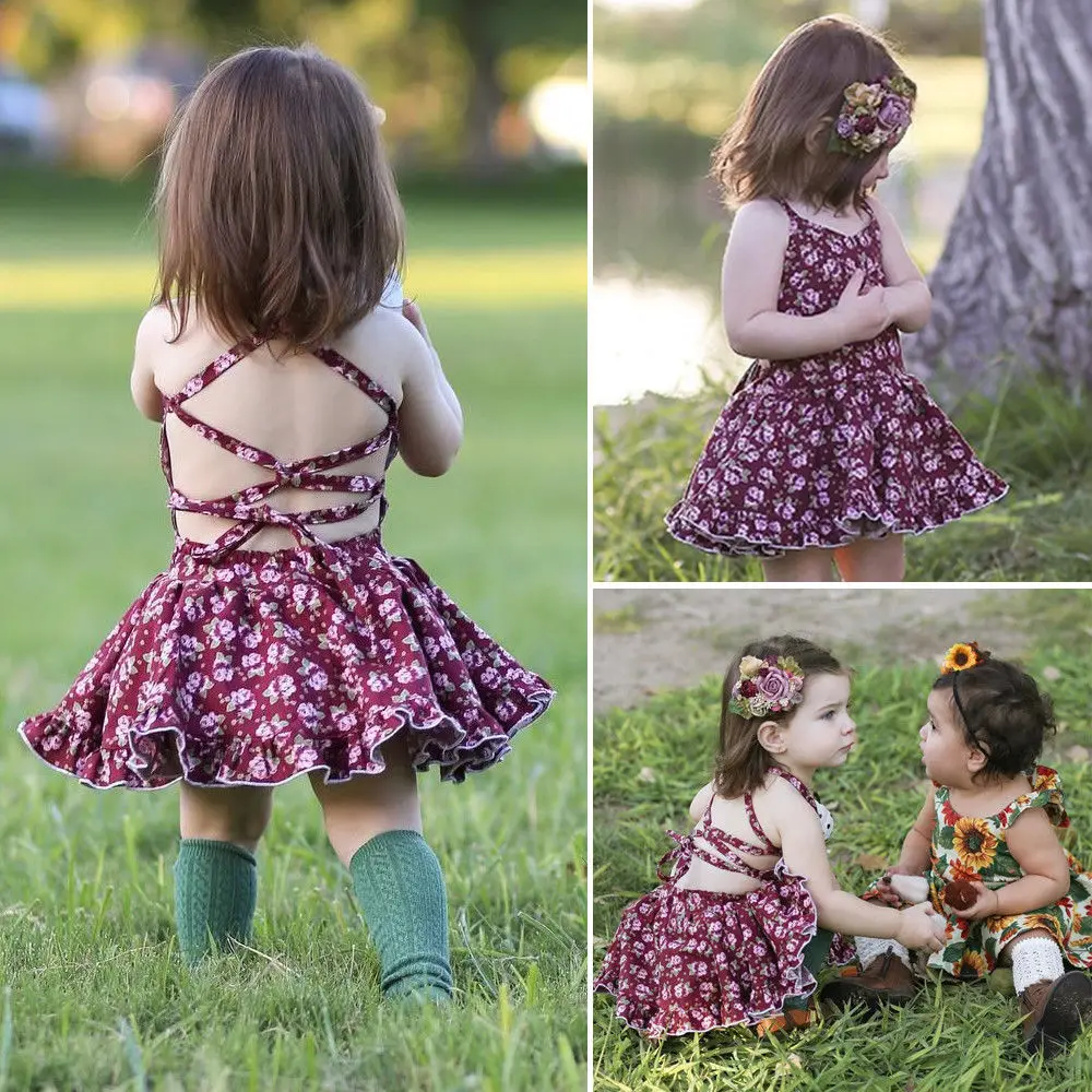 Baby Toddler Girls Floral Dress Princess Party Dresses Sundress Kids Clothes 