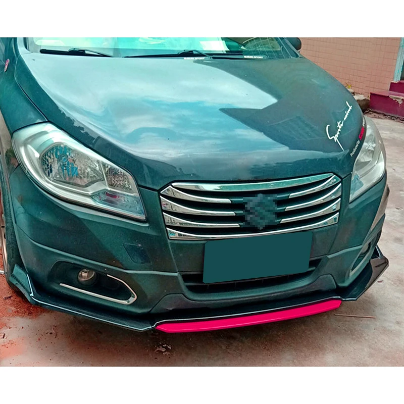 Front Bumper Spoiler Protector Plate Lip Body Kit Carbon Surface Chin Shovel Contrast Color Design For SX4 S-cross 2013