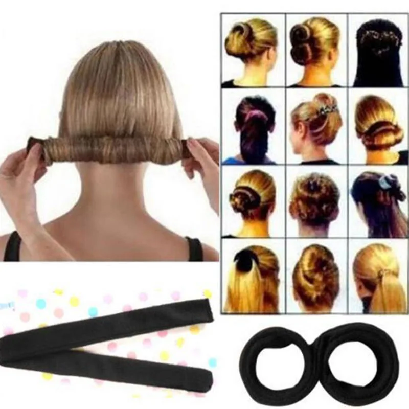 JIAHAO 3 Pezzi Da Donna Magic Shaper Ciambella Capelli Chignon Creatore Di Anelli Per Capelli Rotondi (1 S 1 M 1 Large) (marrone - Foto 9