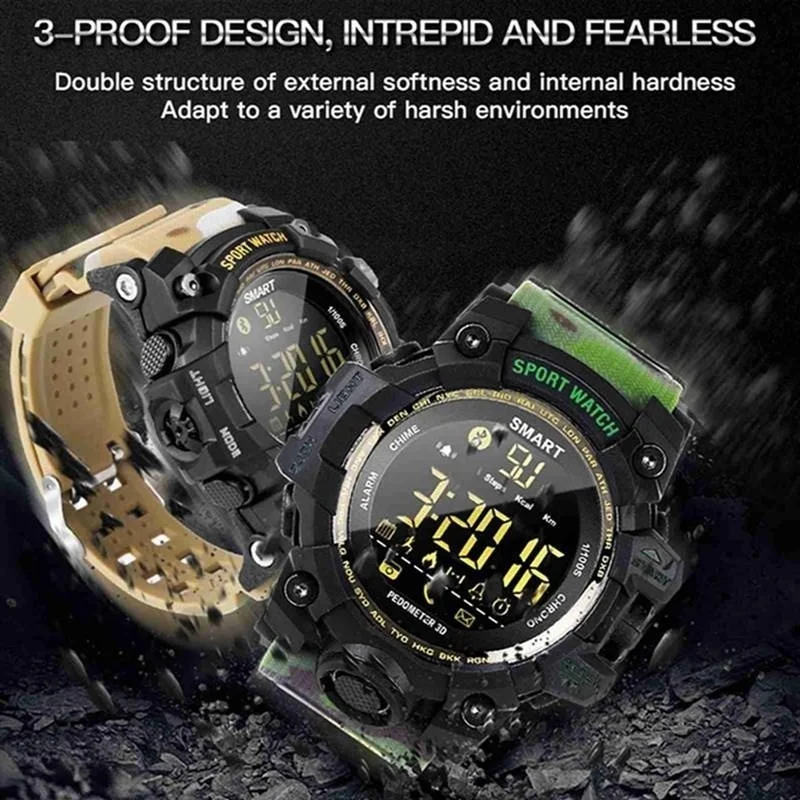 IP67 Waterproof Smart Bluetooth Sport Watch Multifunction Remote Camera Pedometer Men's Wristwatch