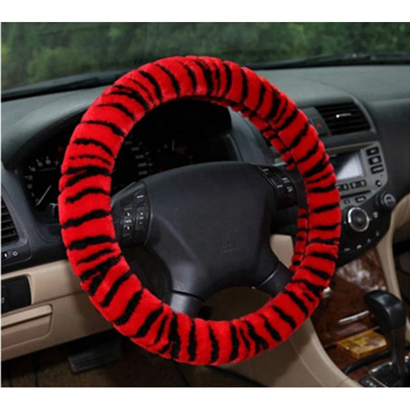 Car Steering Wheel Cover Winter Warm Cute Plush Handlebar Braid