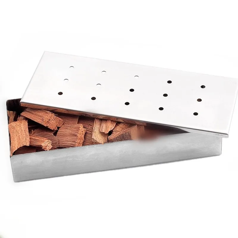 Stainless-Steel-BBQ-Accessoires-Gas-Grill-Smoker-Box-With-Lip-Durable-Home-Garden-Outdoor-Flavor-Wood-Chips