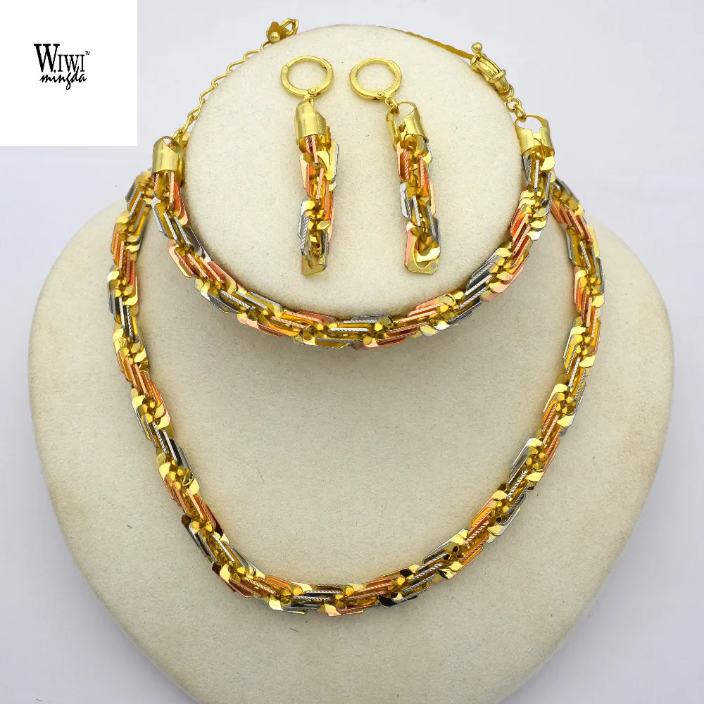 high quality 3 Color Gold Fashion Color Jewelry Set Italy 750 gold