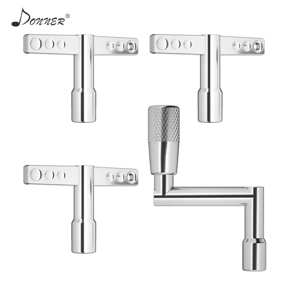 

Donner 4Pcs/Lot Universal Drum Skin Tuning Key Tuner Chrome Drum Continuous Motion Speed Key Spinner Percussion Hardware Tool