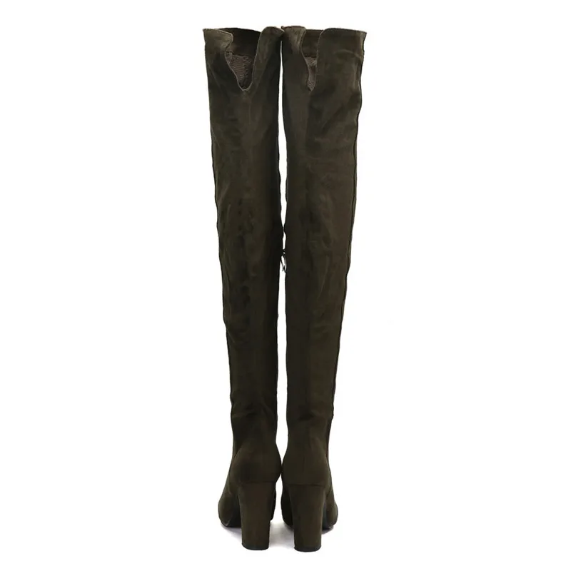 Du Zip Rond Troupeau Bottes Bout Mode New Green Cuissardes Haute dessus Femmes Genou 2019 Offre Hight Army Spéciale Talons Chaussures Asumer x7PawYAqn