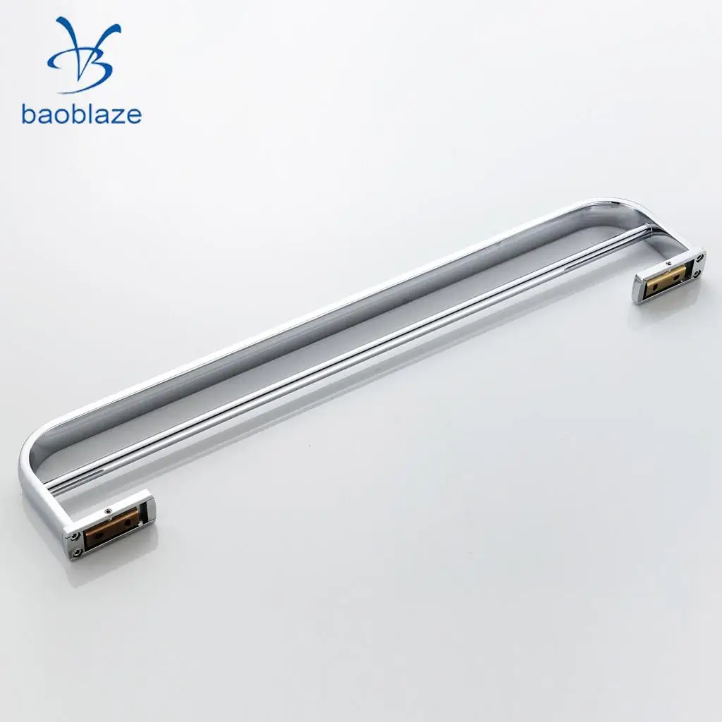 Wall Mounted Double Bar Towel Rack Holder Hanger Bathroom Wall Towel Bar Shelf, Space Saving