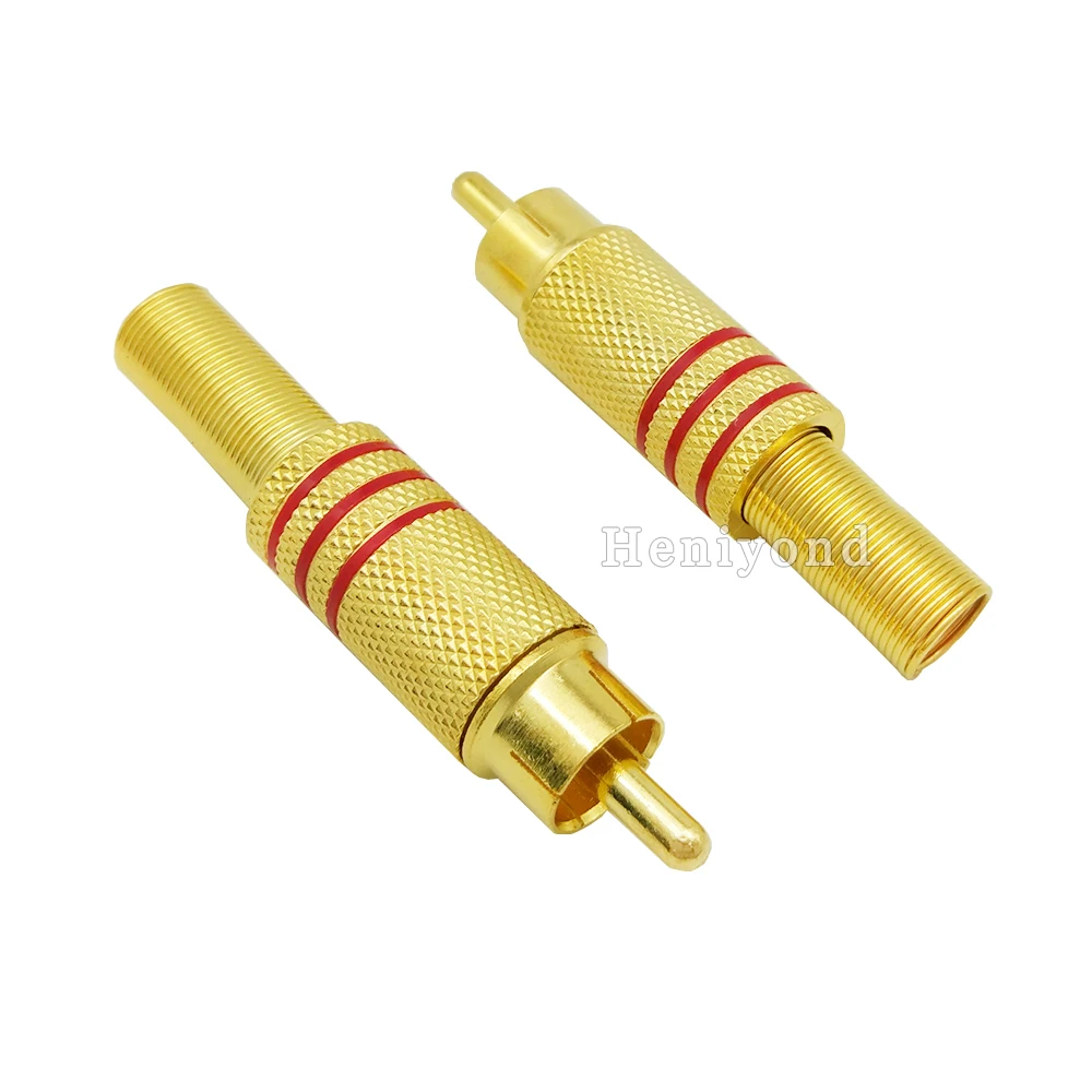 5Pcs/lot RCA Connector Gold Plated Wire Connector 6mm Cable RCA Male