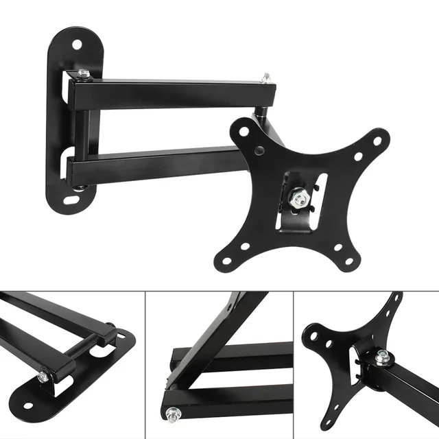 Universal 10-26 LCD LED TV PC Monitor Wall Mount Bracket Corner Tilt Swivel Holder VESA 75 100 Tilt Swive Black Free Shipping