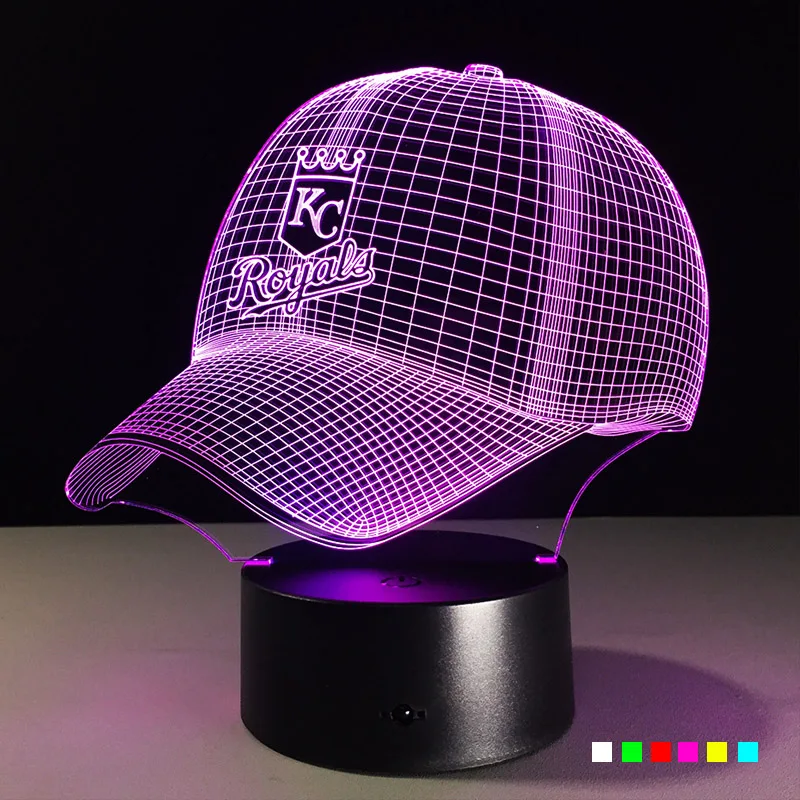 

3D LED NFL KC Royals Football Helmet Night Light Touch 7 Colors Desk Lamp Changing USB Table lamps For Children Kid Gifts Toys