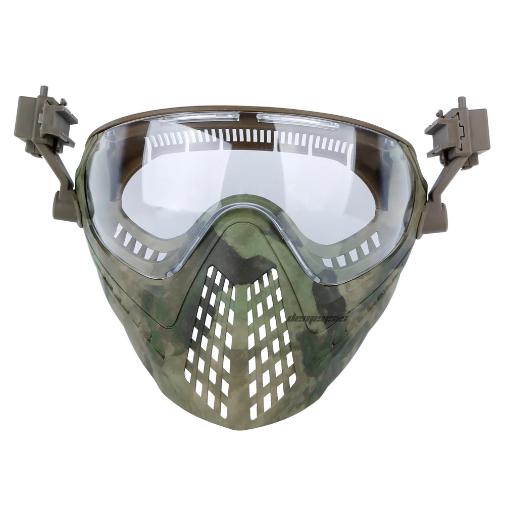 3 Lens Tactical Mask Protective Military Shooting Helmet Mask Full Face Outdoor Hunting Wargame CS Airsoft Paintball Masks - Цвет: atacs fg