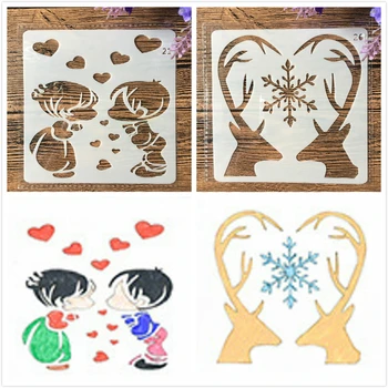 

1Pair 13cm Girl Boy Snowflake Deer DIY Craft Layering Stencils Painting Scrapbooking Stamping Embossing Album Paper Template
