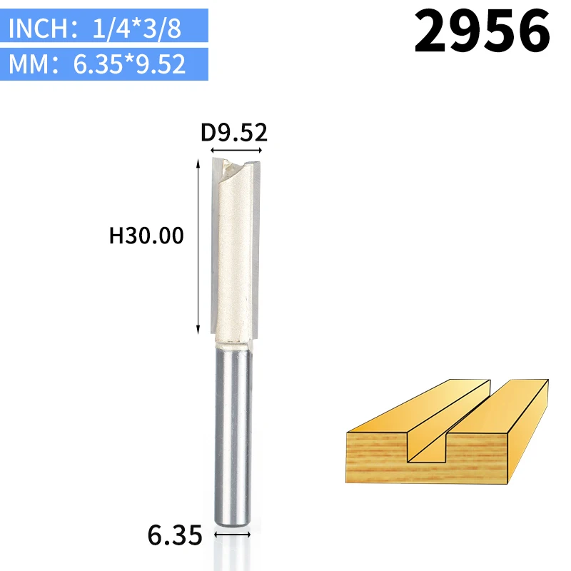HUHAO 1 шт. 1/" 1/2" хвостовик 2 флейты прямой бит Деревообрабатывающие инструменты фреза для дерева, карбида вольфрама, Концевая фреза - Длина режущей кромки: 2956