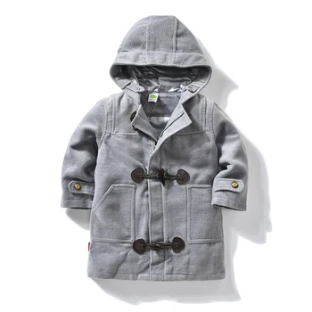 

Baby Boy Spring Woolen Coat Children Fashion Hooded Parka Outerwear Cotton Thick Kids Long Coat Clothes Wool Coat For Boys