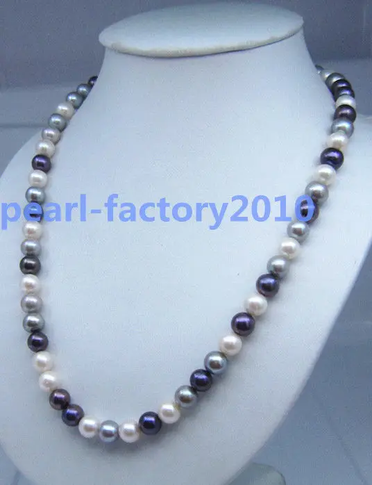 

Hot selling free shipping********18" AAA 9-10MM NATURAL PEARL NECKLACE 14K gold