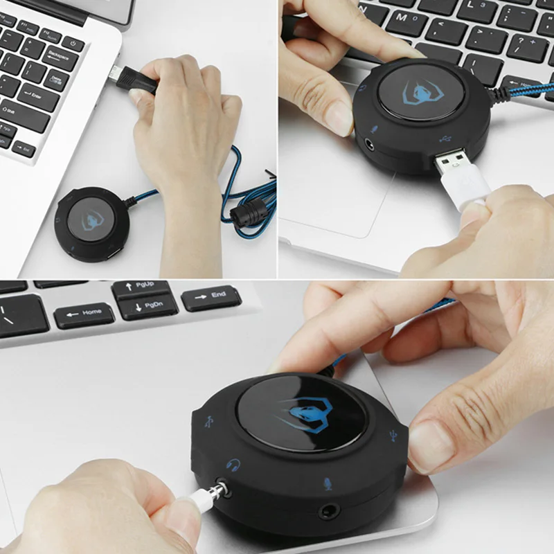 USB 2 0 Звуковая карта концентратор наушники микрофон адаптер 3D объемный звук
