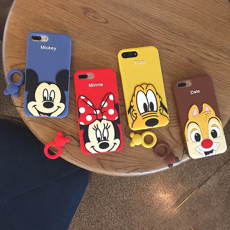 

For iphone 7 7Plus Cartoon Mickey Minnie Case, Cute Soft Slicone Case For iphone 6 6s 6splus 8 8plus Cartoon fundas with Ring