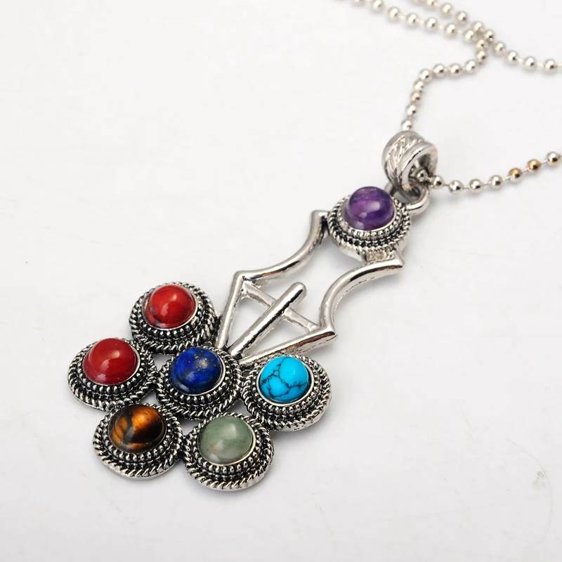 New Arrival Flower of Life Pendant 7 Chakra Stone Yoga Symbol Reiki Health Amulet Natural Necklace|Подвески| |