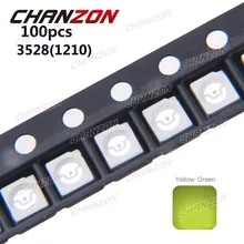 100 шт. SMD 3528 1210 желтый зеленый чип 20mA 2 V накладное освещение излучающий диод SMT технология лампы из бисера электронный компонент