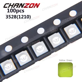 

100pcs SMD 3528 1210 Yellow Green Chip 20mA 2V Surface Mount Light Emitting Diode SMT Technology Bead Lamps Electronic Component