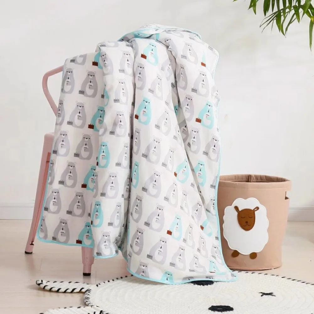 1 piece 120x150cm baby bedding duvet cover muslin cotton super soft baby kids quilt cover (6)