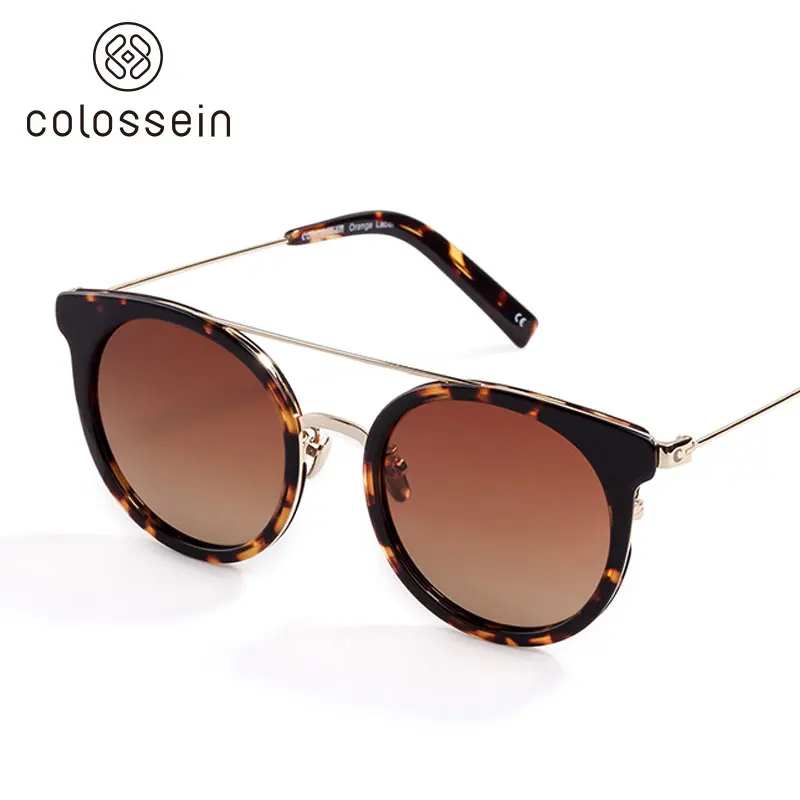 COLOSSEIN Polarized Fashion Sunglasses Women Summer Vintage Cat Eye Female Style TAC Lens Brand Designer Men Eyewear UV400 - Цвет линз: as the picture