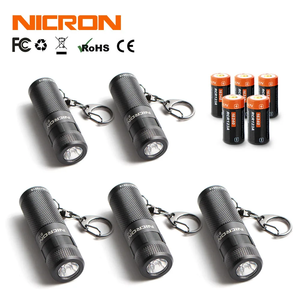 NICRON 3 Вт USB мини светодиодный светильник водонепроницаемый флэш-светильник брелок перезаряжаемый компактный фонарь 3 режима для домашнего использования на открытом воздухе и т. д - Испускаемый цвет: 5PCS