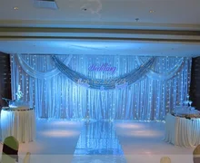 3m*6m Wedding Stage Backdrop with Beatiful Swag Wedding drape and curtain wedding decoration stage background