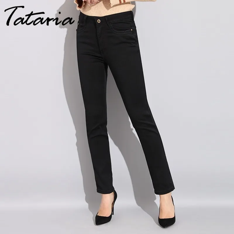 Tataria High Waist Women Black Jeans Plus Size Stretch Mom Skinny Jeans For Women Autumn Winter Jeans With High Waist Jean Femme