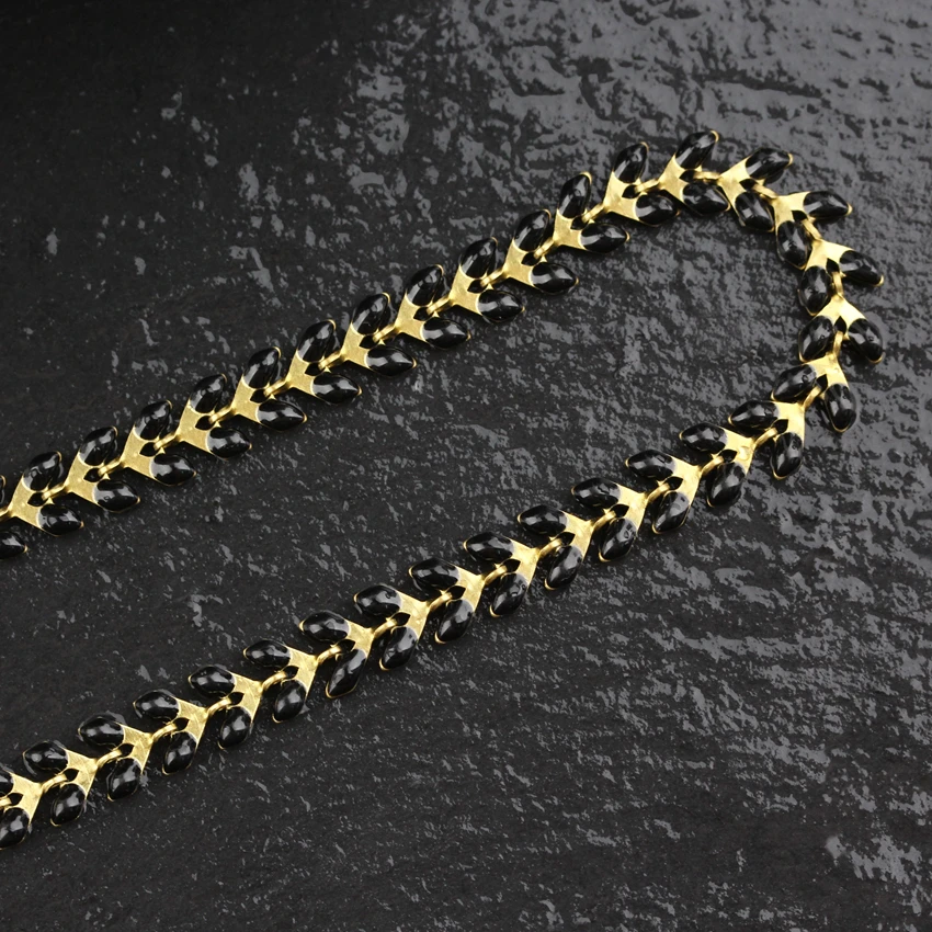 6 мм, черная эмаль шеврон Чокеры цепи ювелирные изделия плоты, мода латунь ссылки Fishbone бисер цепочки и ожерелья