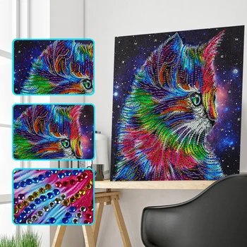

3D,Special Shaped,Diamond Embroidery,Animal,Rainbow cat,Rhinestone,5D,DIY Diamond Painting,Cross Stitch,Mosaic,home Decortion,