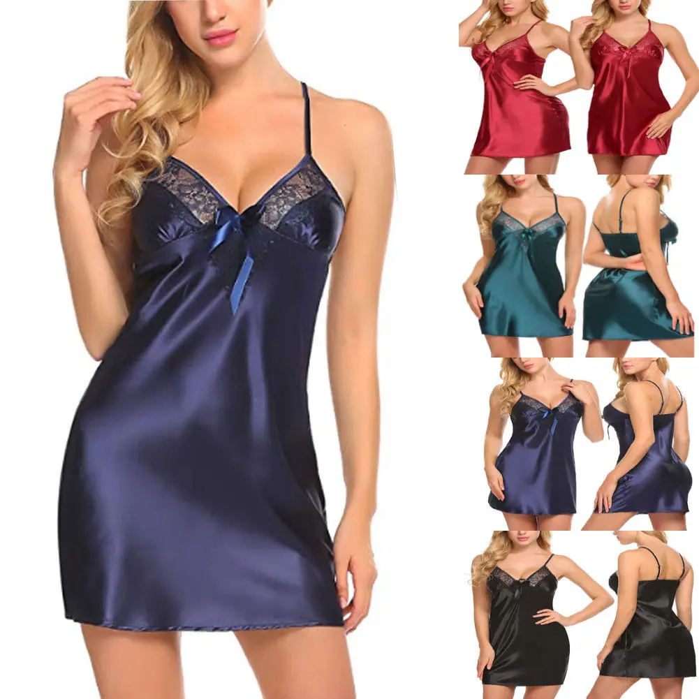 Сексуальное женское нижнее белье одежда для сна babydoll Шелковый кружевной халат