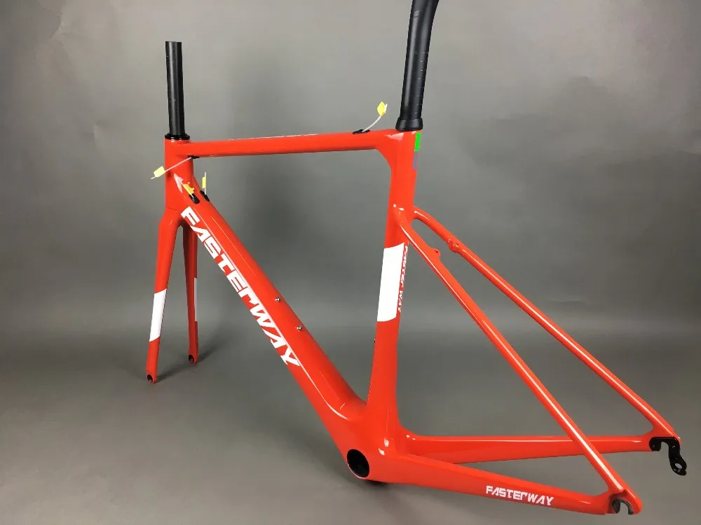 Discount white red with black  FASTERWAY classic carbon road frameset UD weave carbon bike frame:Frameset+Seatpost+Fork+Clamp+Headset 84